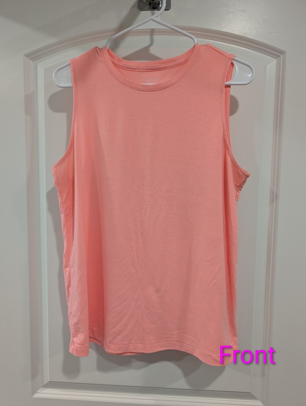 Nine West Women’s Coral Pink Crewneck Sleeveless Tank Top Size L